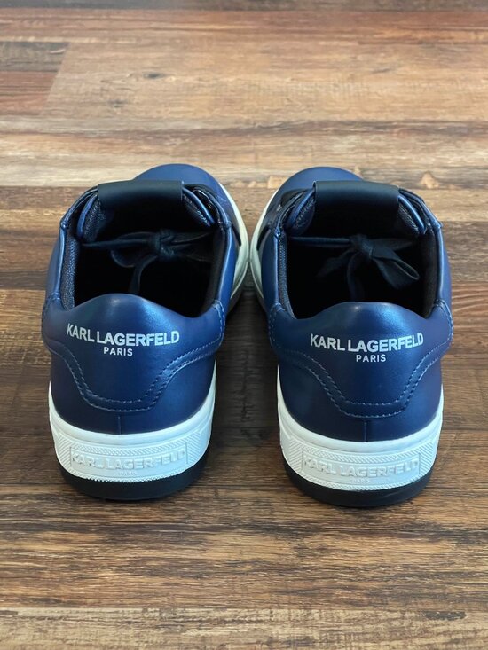 Karl Lagerfeld Paris Men\'s Leather Low Top Sneaker Designer Navy Blue Size 8 main image 12